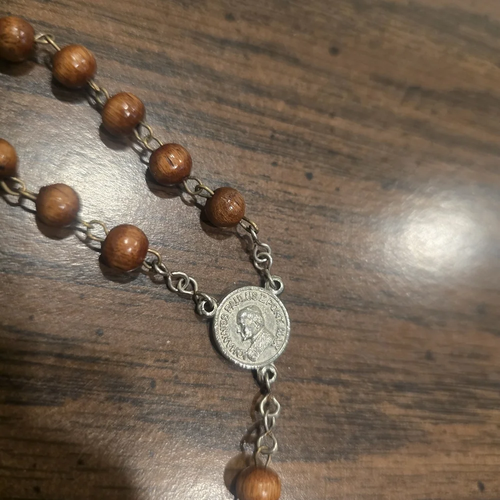 Italy Wood Bead Rosary Bracelet Pope John Paul II